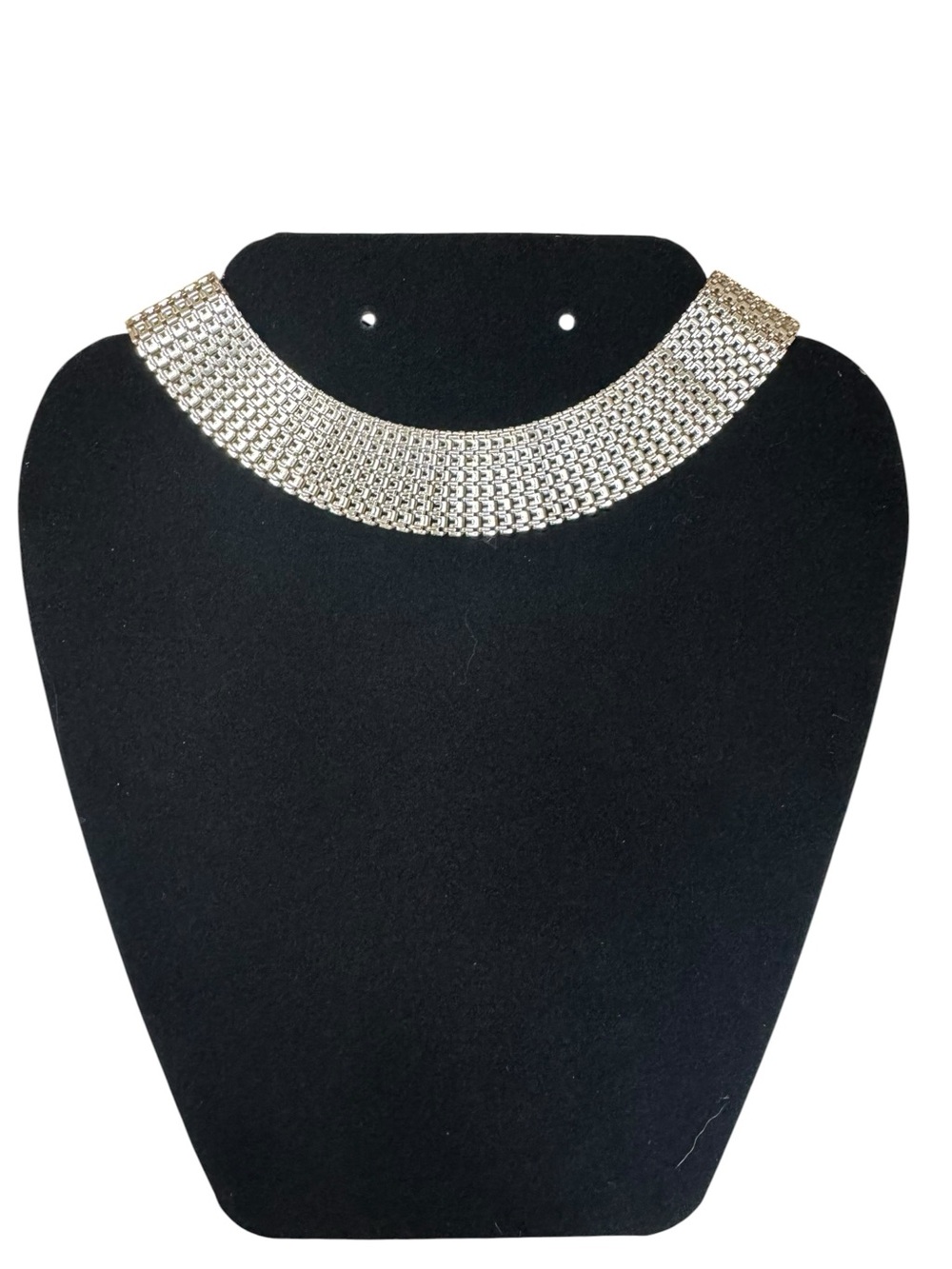 Sterling Silver Mesh Statement Choker Necklace - Women Jewelry